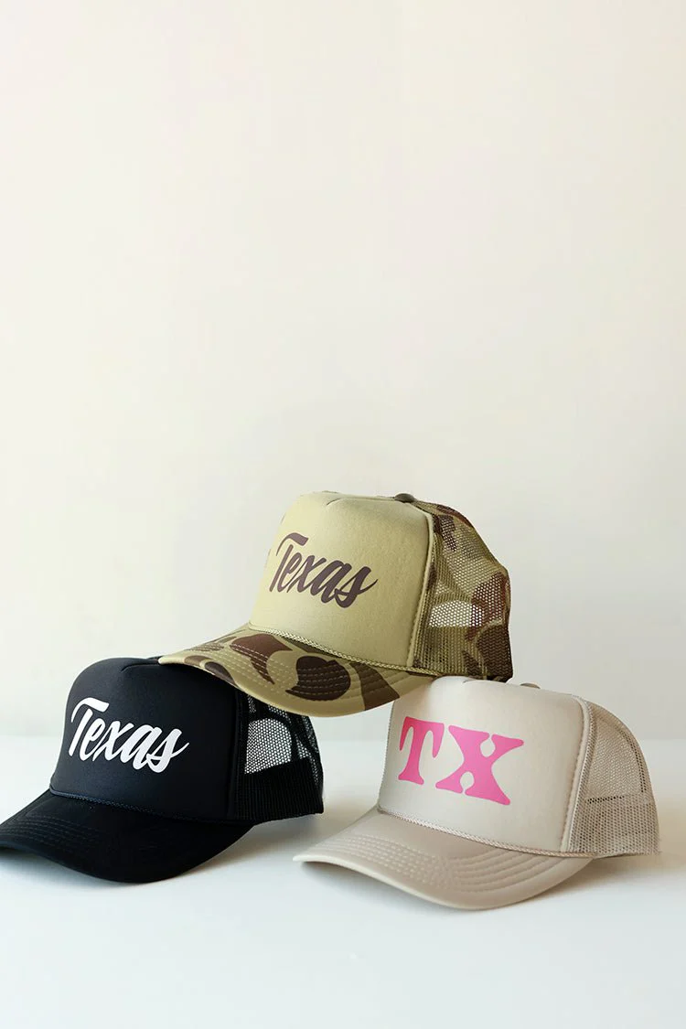 Khaki and Pink "TX" Trucker Hat - Image 4