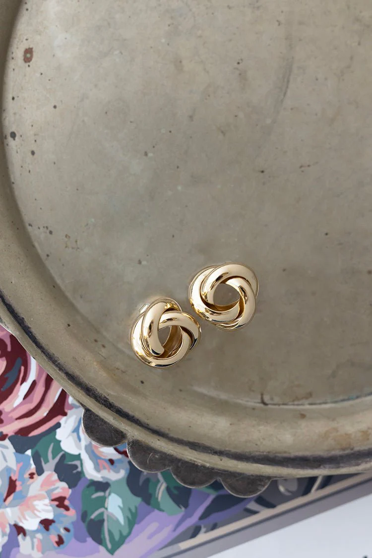 Knotted Gold Stud Earrings - Image 3