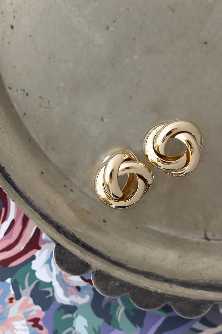 Knotted Gold Stud Earrings - Image 4