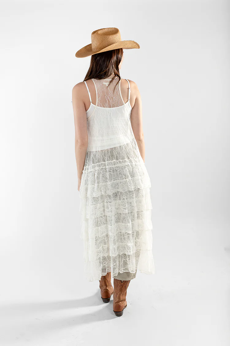 Lace Ruffle Tiered Duster - Cream - Image 3