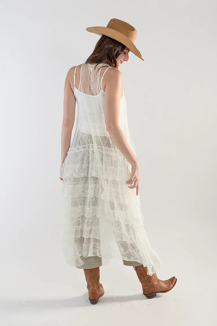Lace Ruffle Tiered Duster - Cream - Image 7