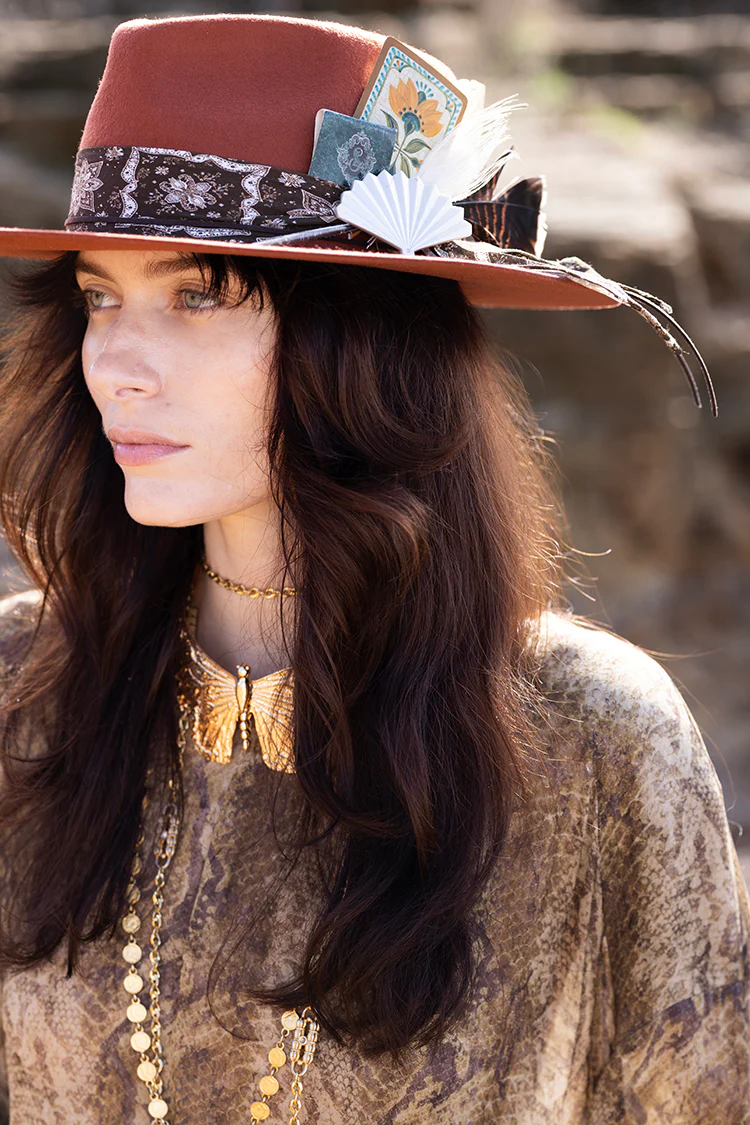 Lenny Wool Short-Brim Hat - Rust