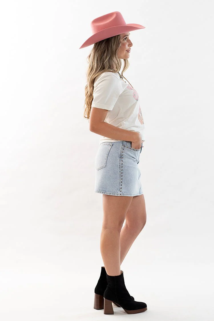 Light Wash Denim Mini Skirt