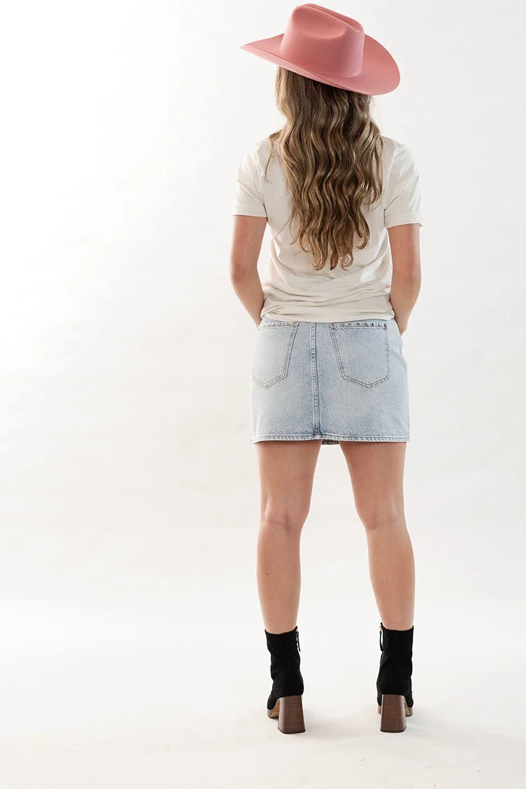 Light Wash Denim Mini Skirt - Image 4