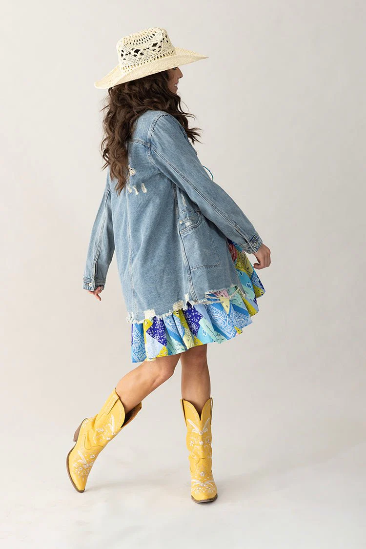 Medium Washed Denim Western Shacket - Image 6