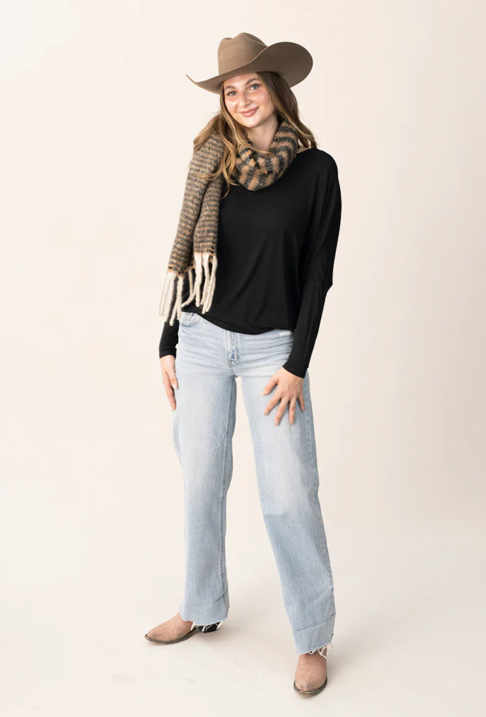 Brown and Black Stripe Scarf - Image 5