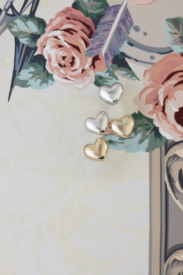 Puffy Heart Stud Earrings - Image 3