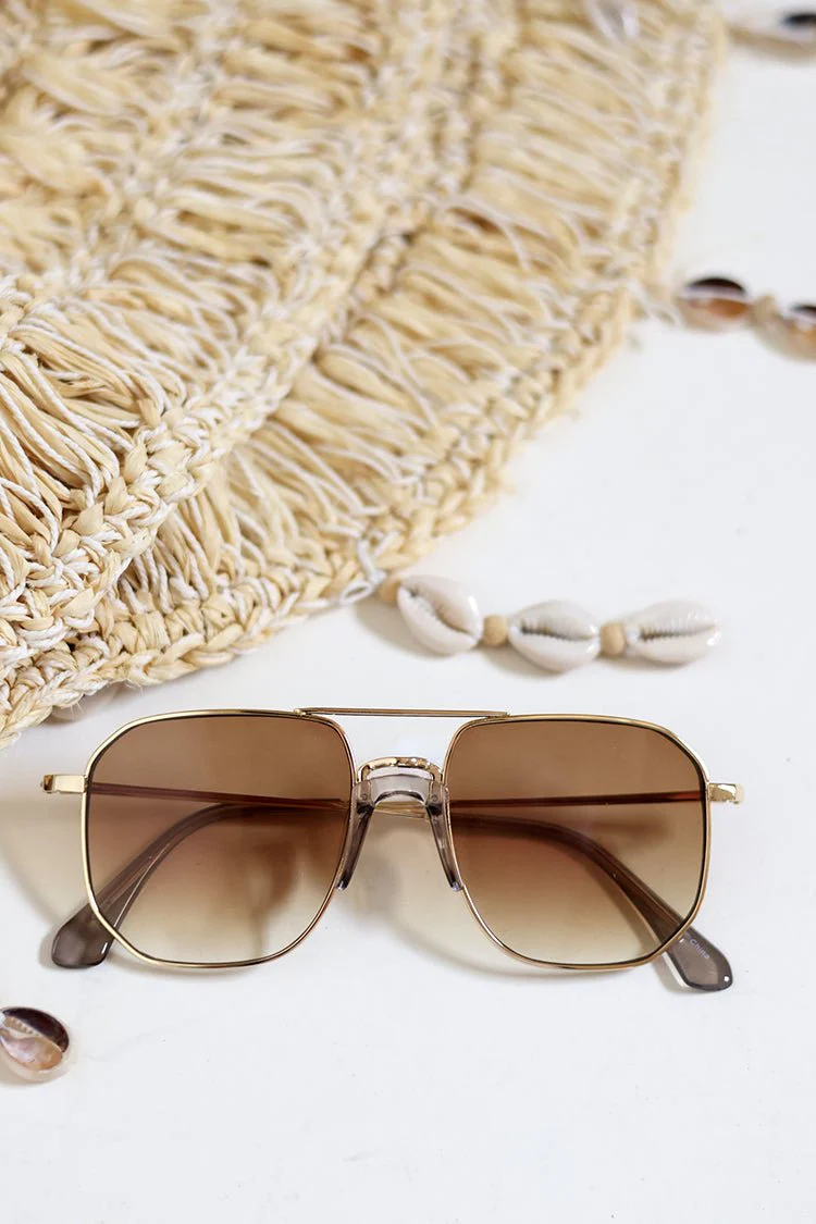 Rounded Square Aviator Metal Frame Sunglasses - Image 3