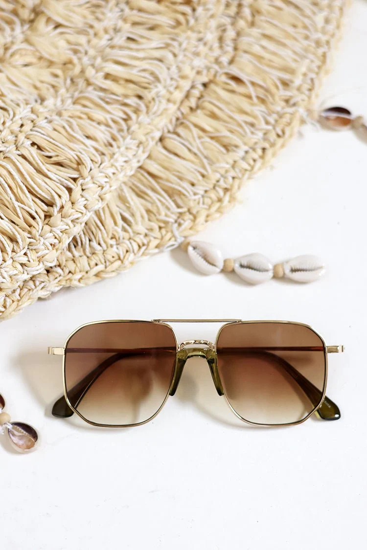 Rounded Square Aviator Metal Frame Sunglasses - Image 5