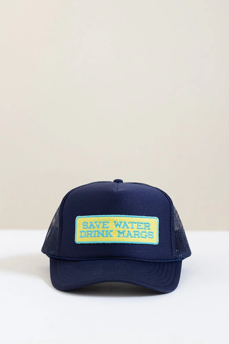 "Save Water Drink Margs" Navy Trucker Hat