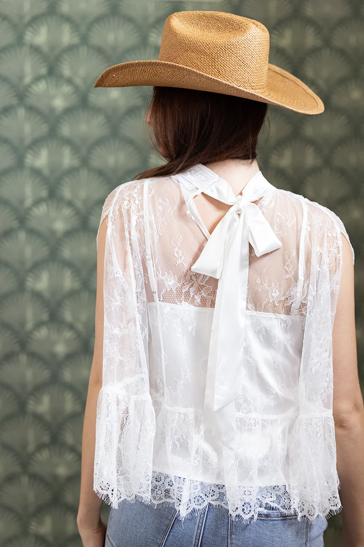 Sheer Lace Cape Top with Camisole - Image 2