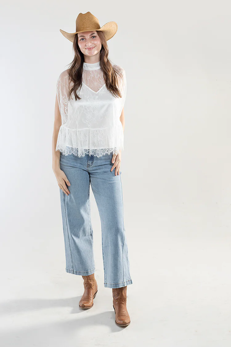 Sheer Lace Cape Top with Camisole - Image 4