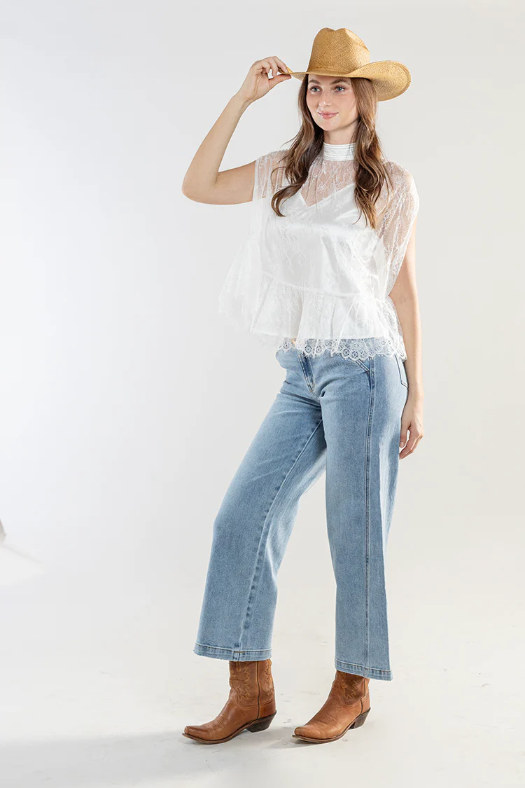Sheer Lace Cape Top with Camisole - Image 5