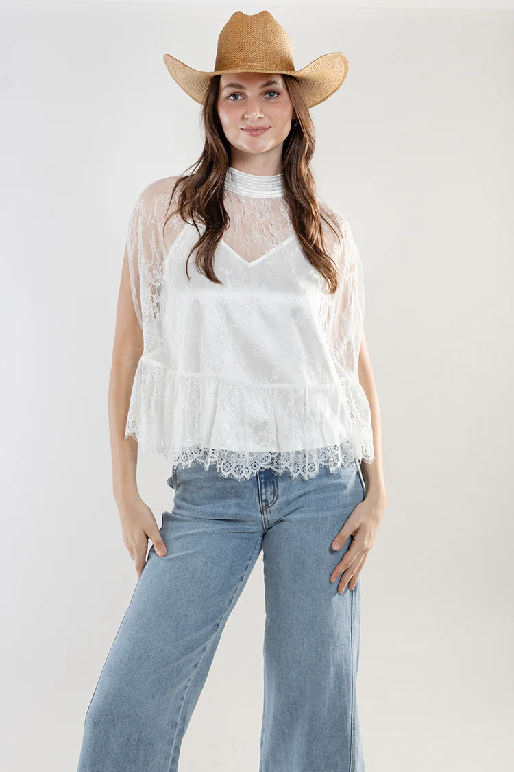 Sheer Lace Cape Top with Camisole - Image 6