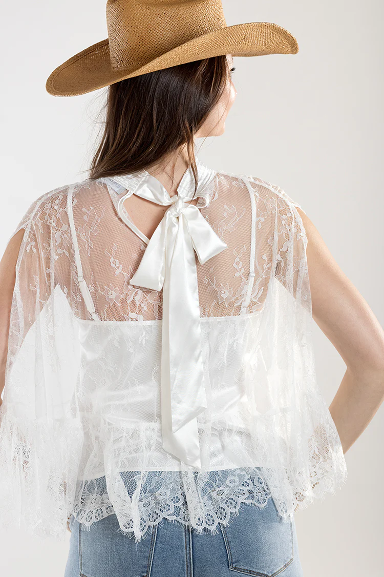 Sheer Lace Cape Top with Camisole - Image 7