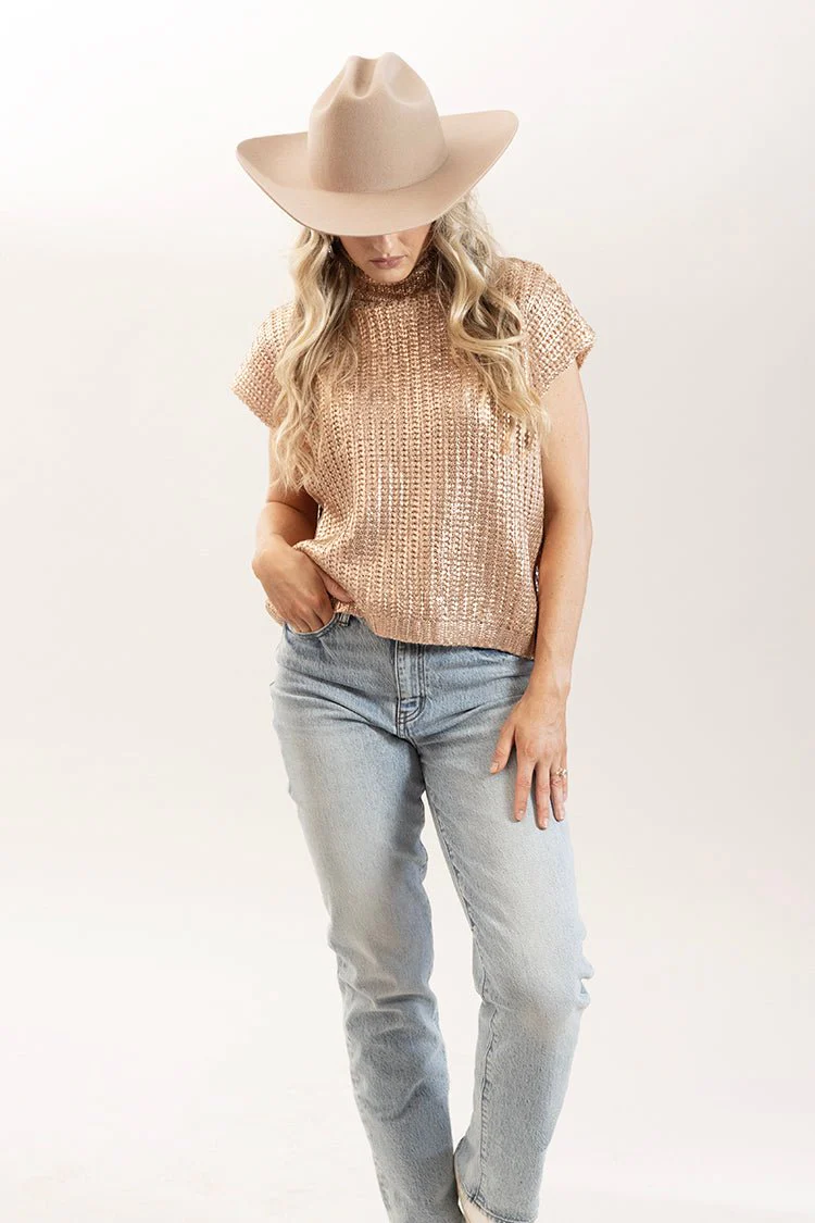 Short Sleeve Metallic Foil Sweater - Image 5