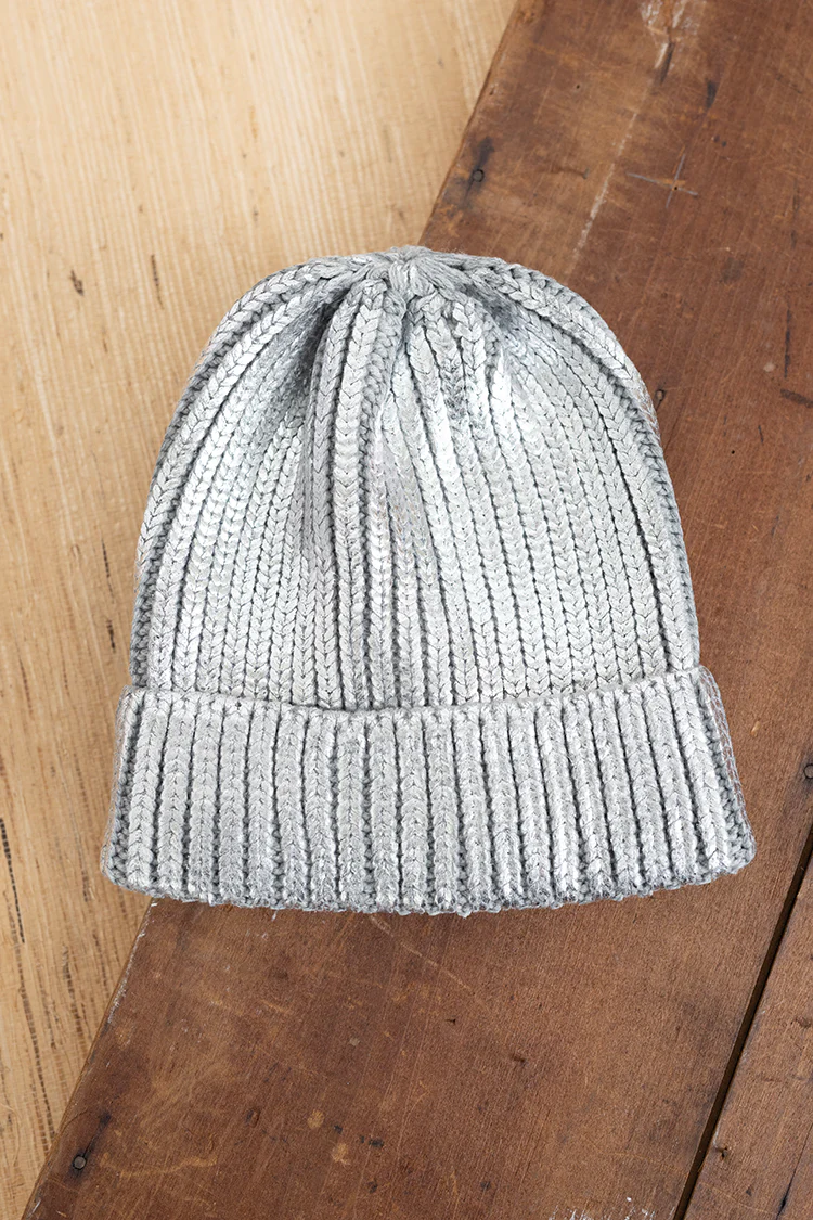 Silver Metallic Beanie