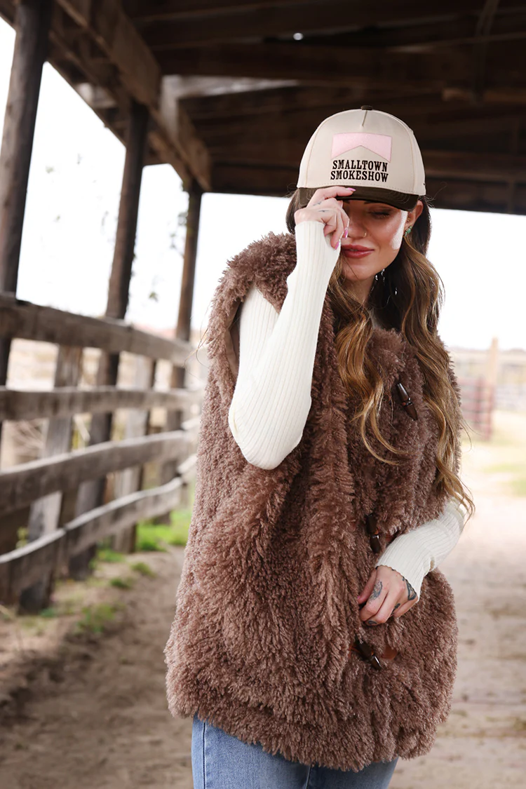 Small Town Smokeshow Trucker Hat - Blush/Olive - Image 3
