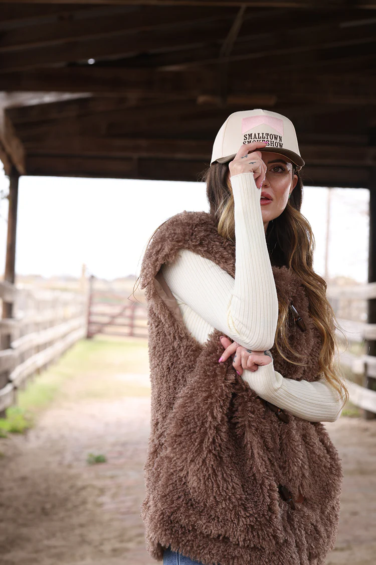 Small Town Smokeshow Trucker Hat - Blush/Olive - Image 4