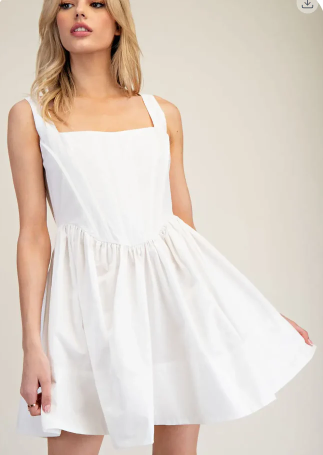 Square Neck Corset Mini Dress - Off-White