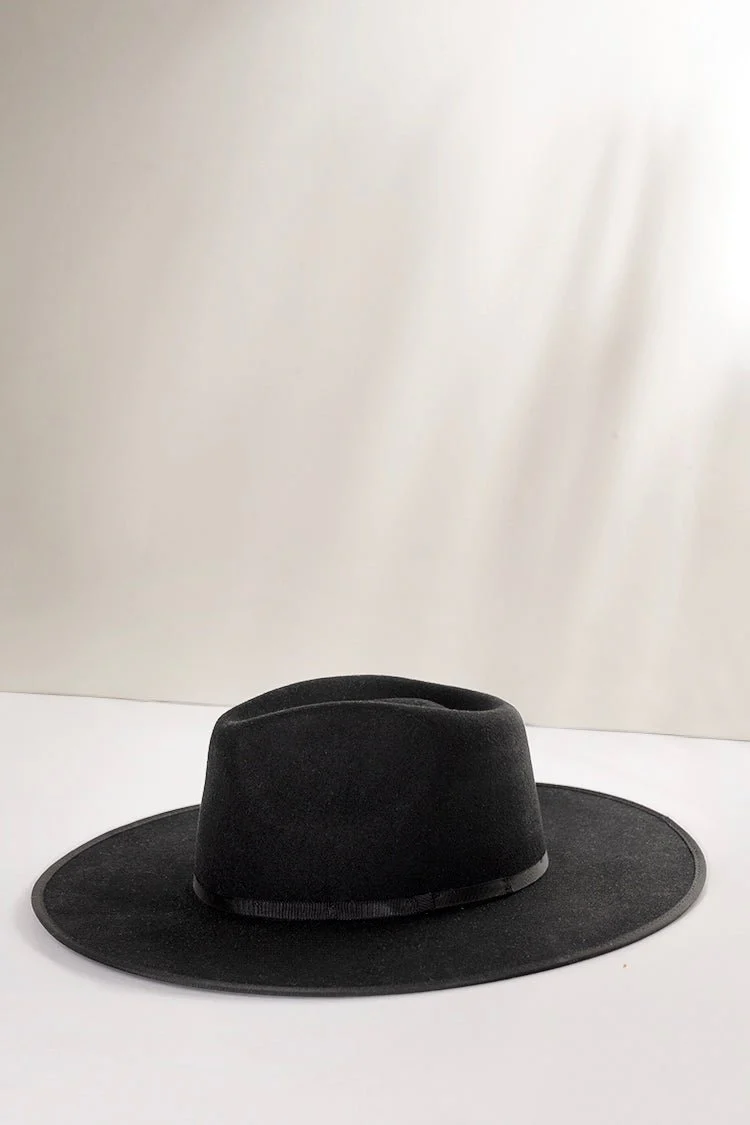 Stevie Wool Wide-Brim Hat - Black - Image 5