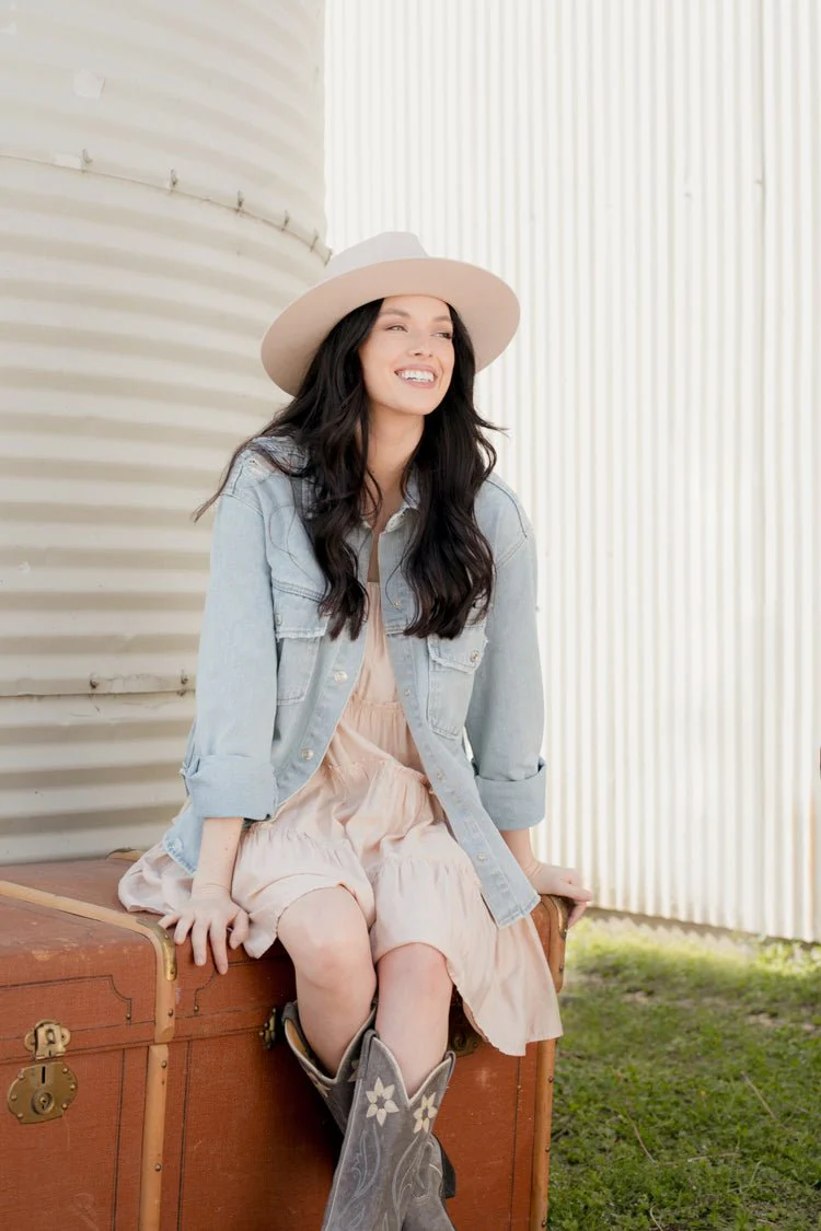 Stevie Wool Wide-Brim Hat - Blush - Image 4