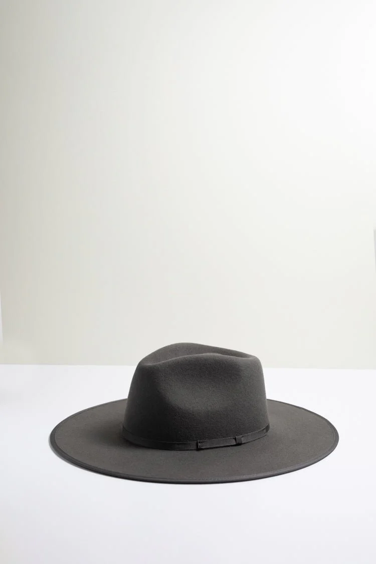 Stevie Wool Wide-Brim Hat - Charcoal
