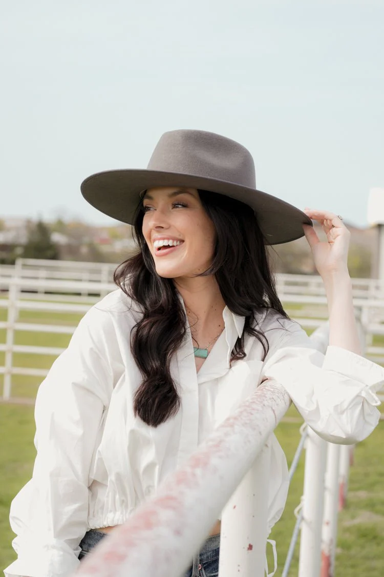 Stevie Wool Wide-Brim Hat - Charcoal - Image 3