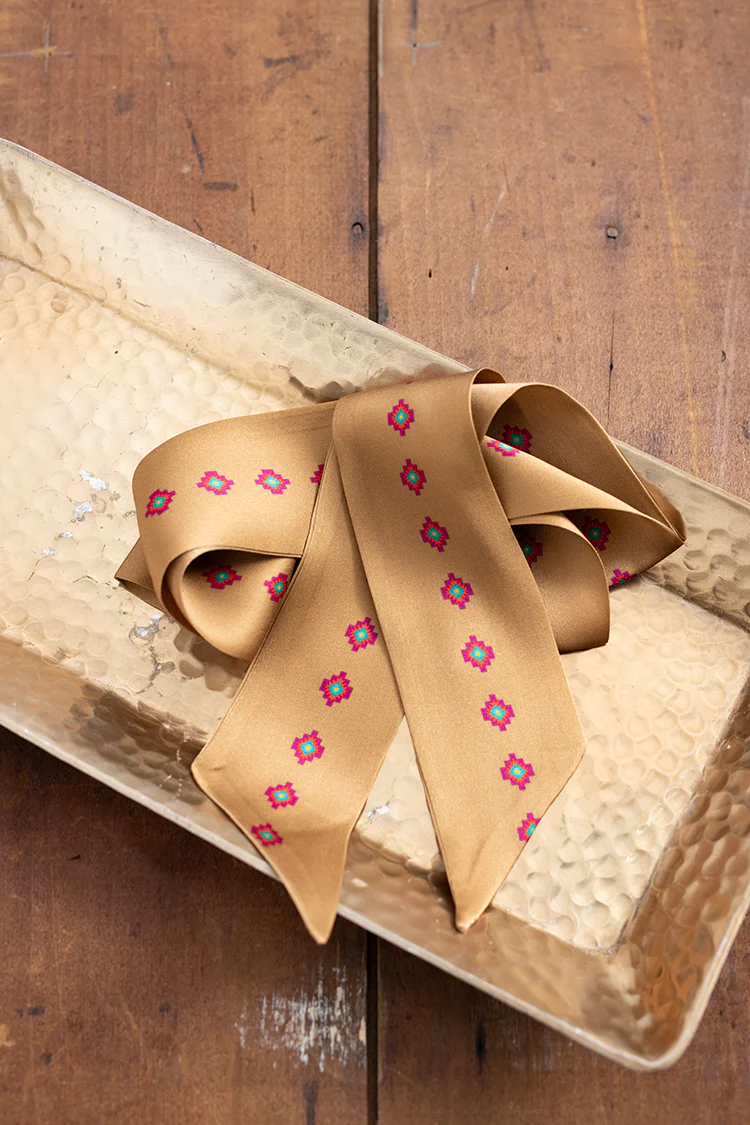 Tan Aztec Print Twilly Scarf