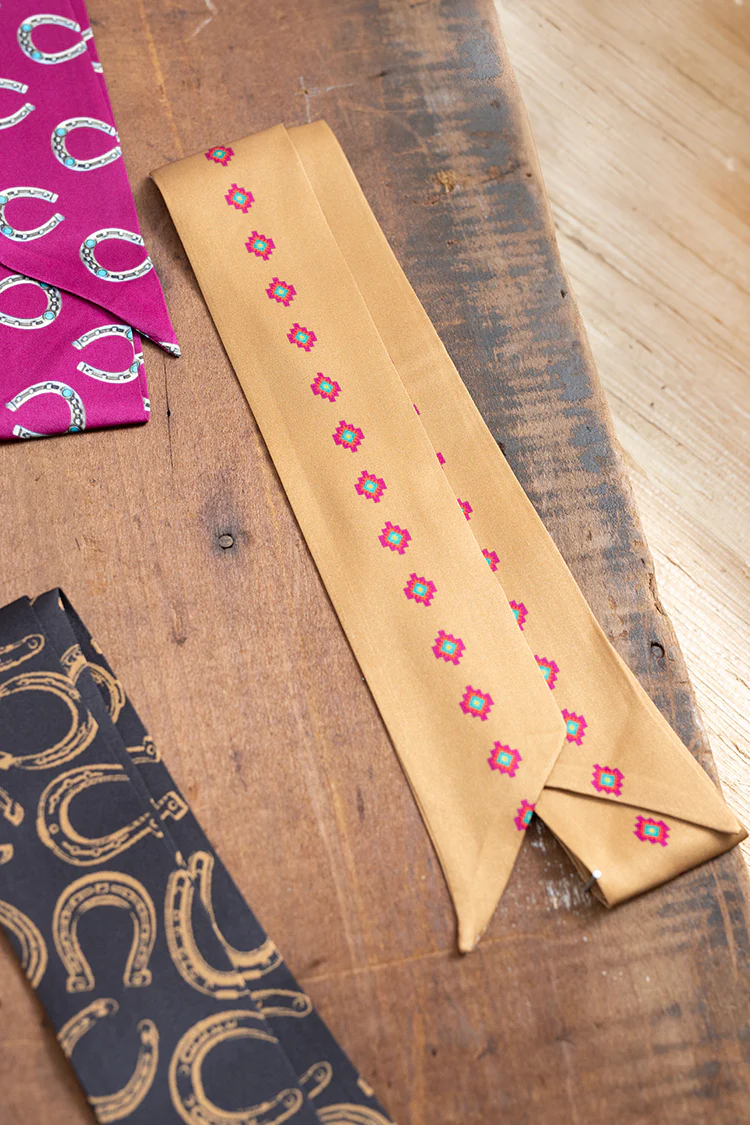 Tan Aztec Print Twilly Scarf - Image 3
