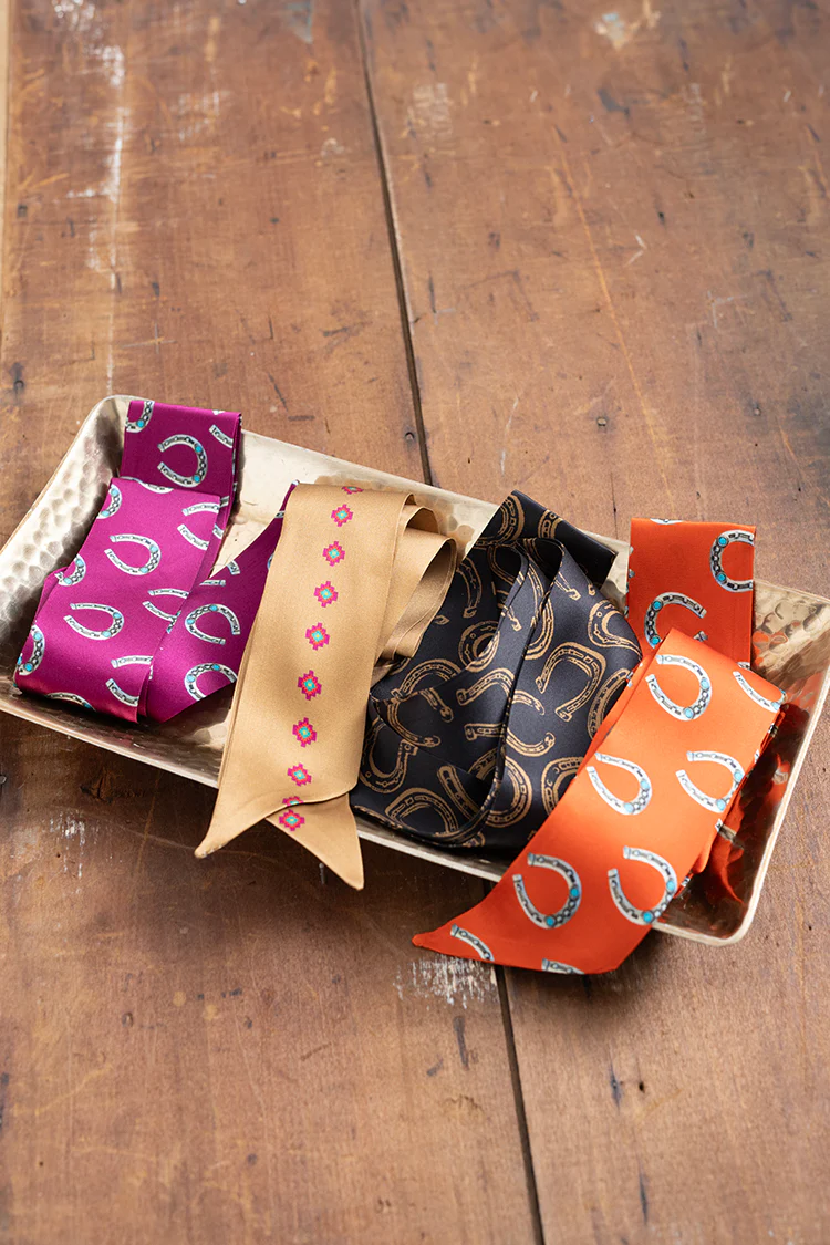 Tan Aztec Print Twilly Scarf - Image 5