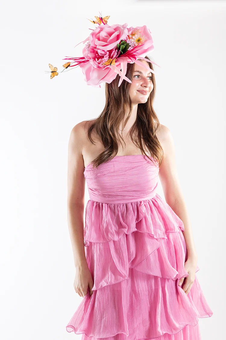 Tiered Ruffle Midi Dress - Pink - Image 5