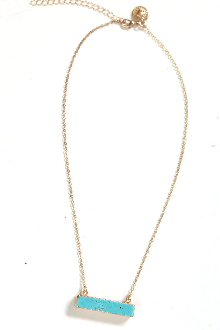 Turquoise Bar Gold Necklace
