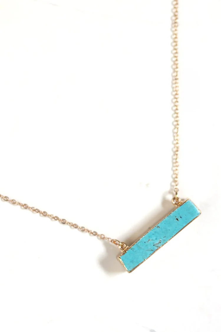 Turquoise Bar Gold Necklace - Image 5