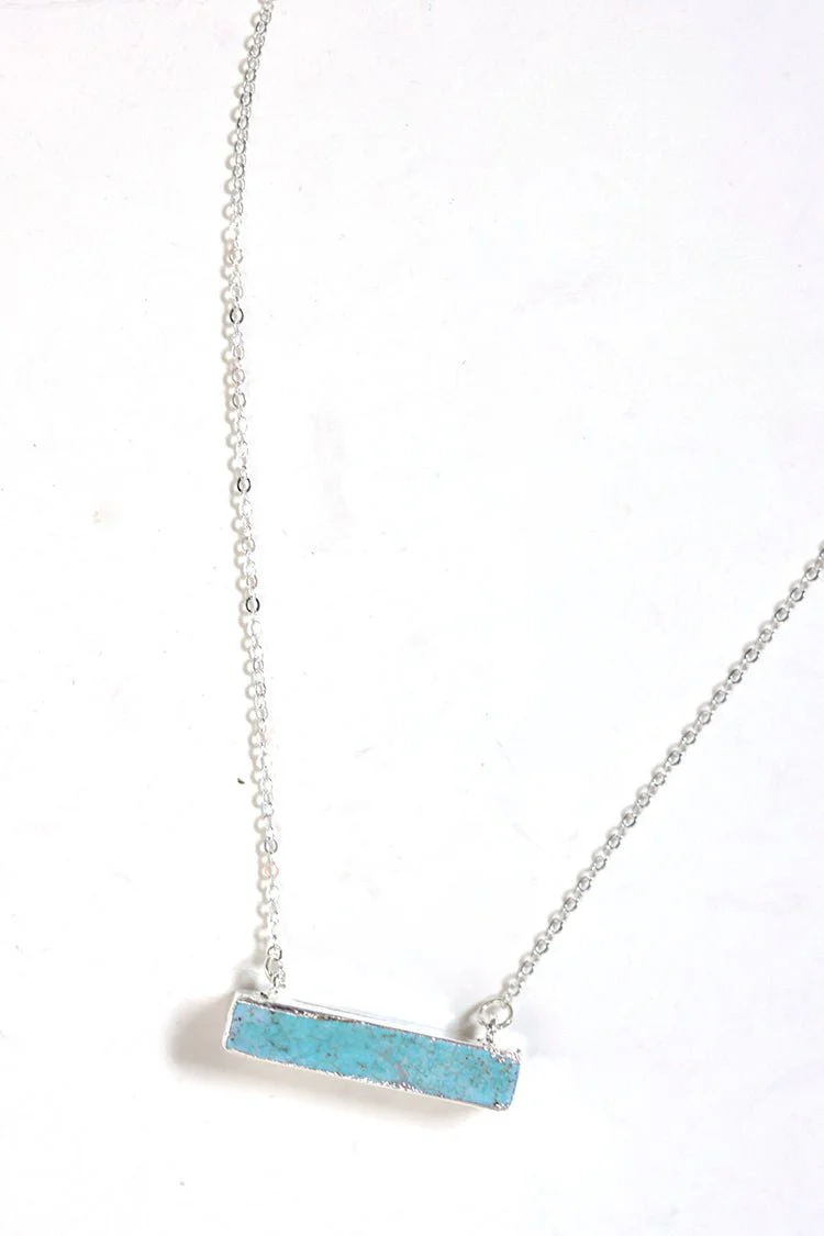 Turquoise Bar Silver Necklace