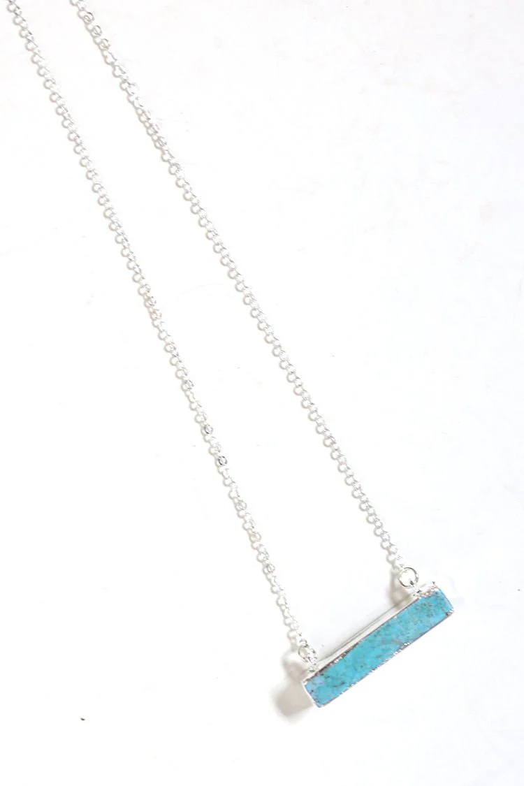 Turquoise Bar Silver Necklace - Image 3