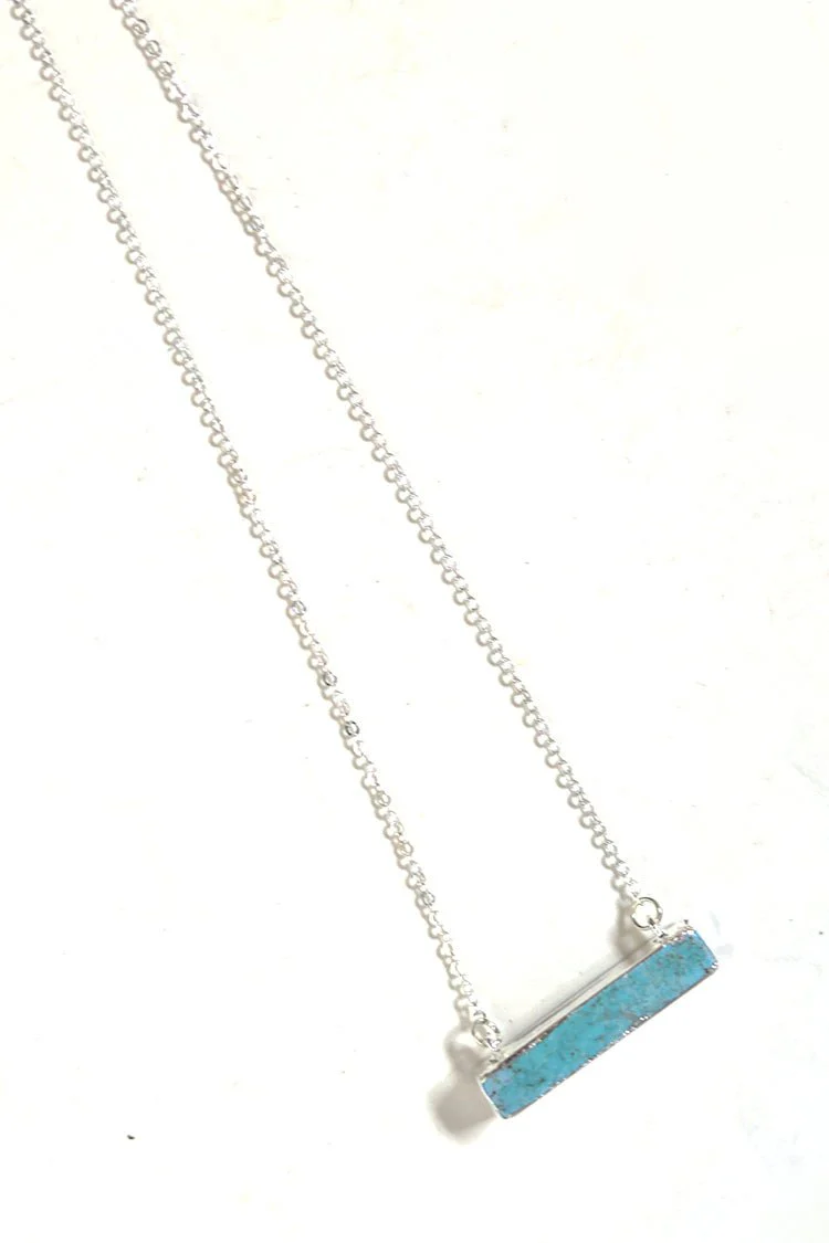 Turquoise Bar Silver Necklace - Image 5