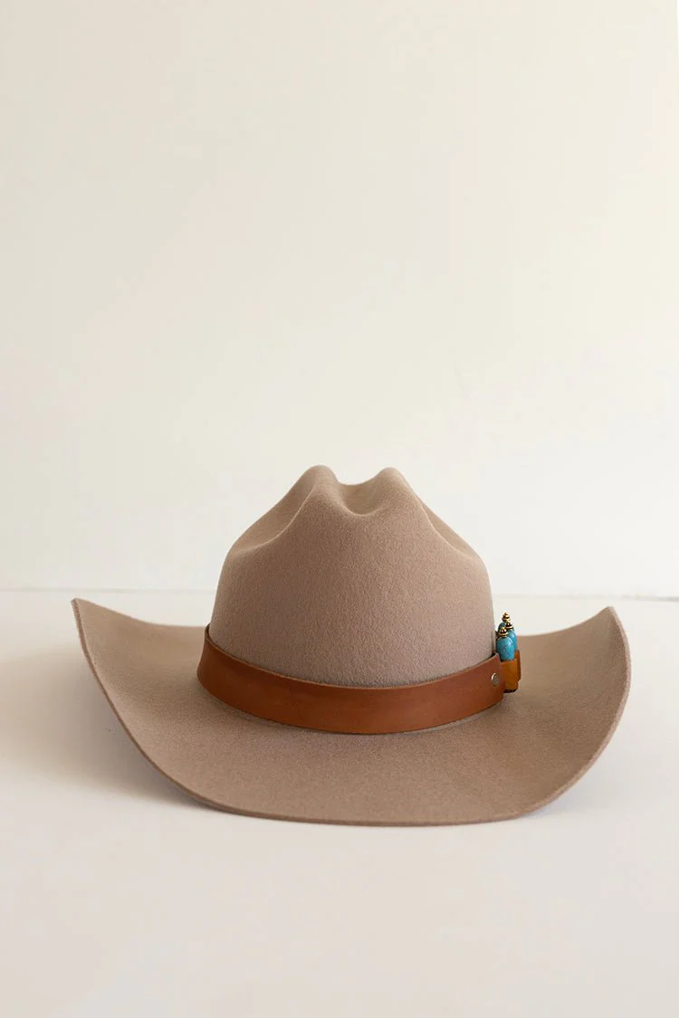 Turquoise Stud Bullet Casing Leather Band Hat Band - Image 6