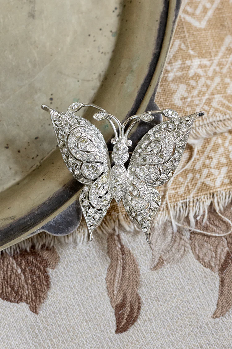Vintage Bling Butterfly Brooch