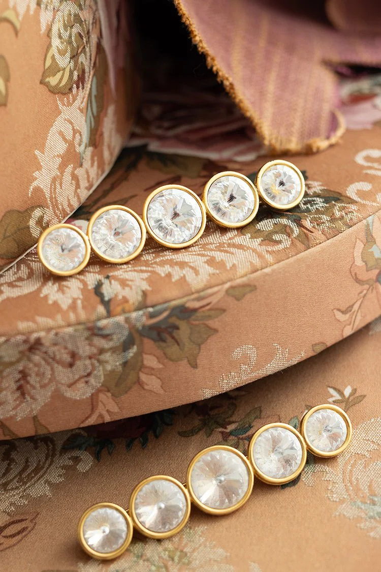 Vintage Gold Rhinestone Bar Brooch - Image 5