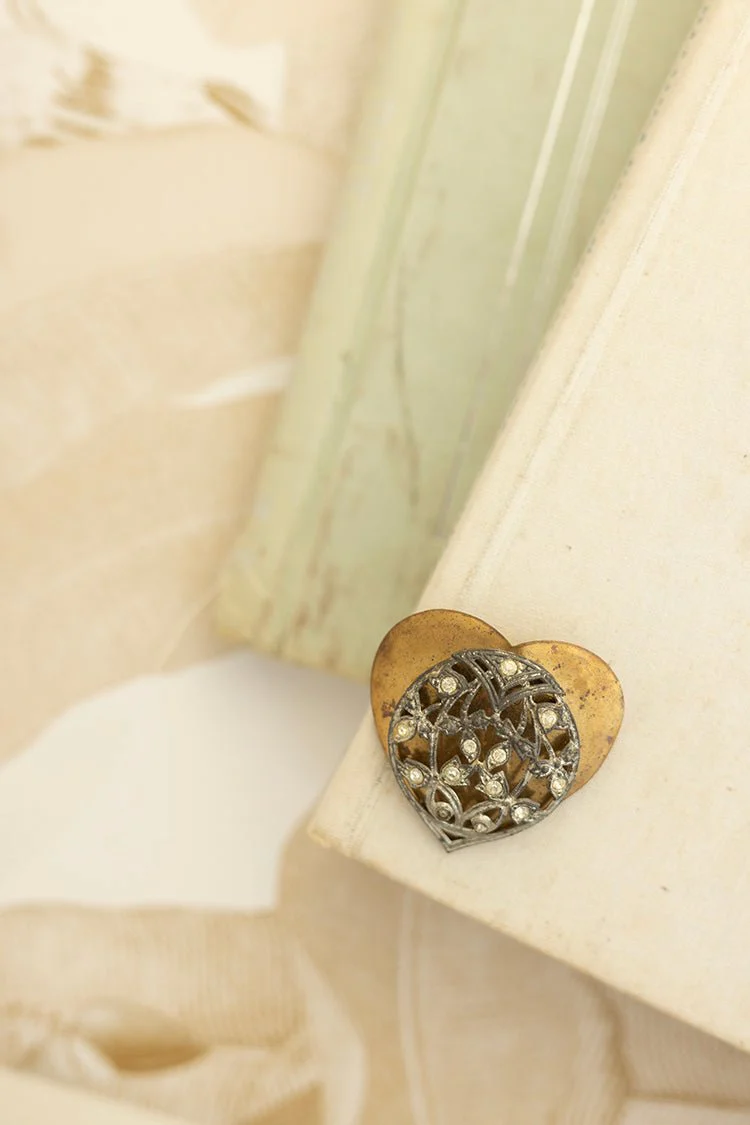 Vintage Layered Heart Brooch - Image 3