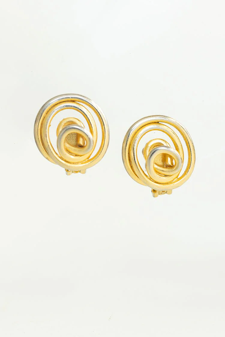Vintage Norma Jean Gold Swirl Clip-On Earrings - Image 2