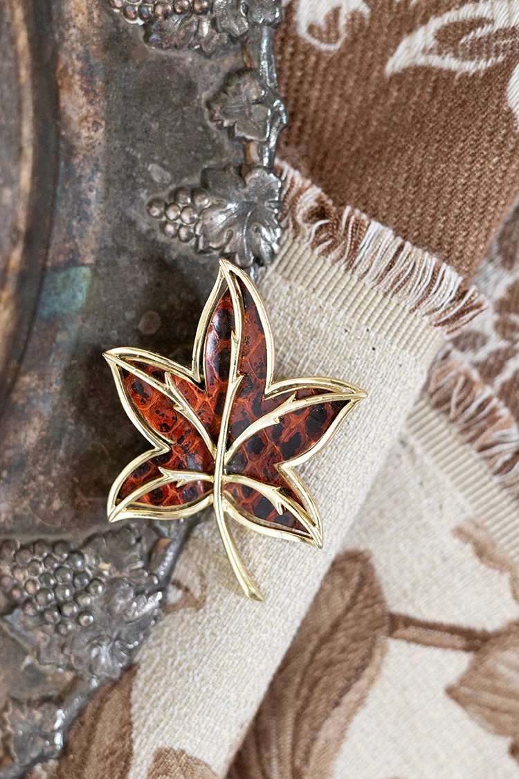 Vintage Python Leaf Brooch