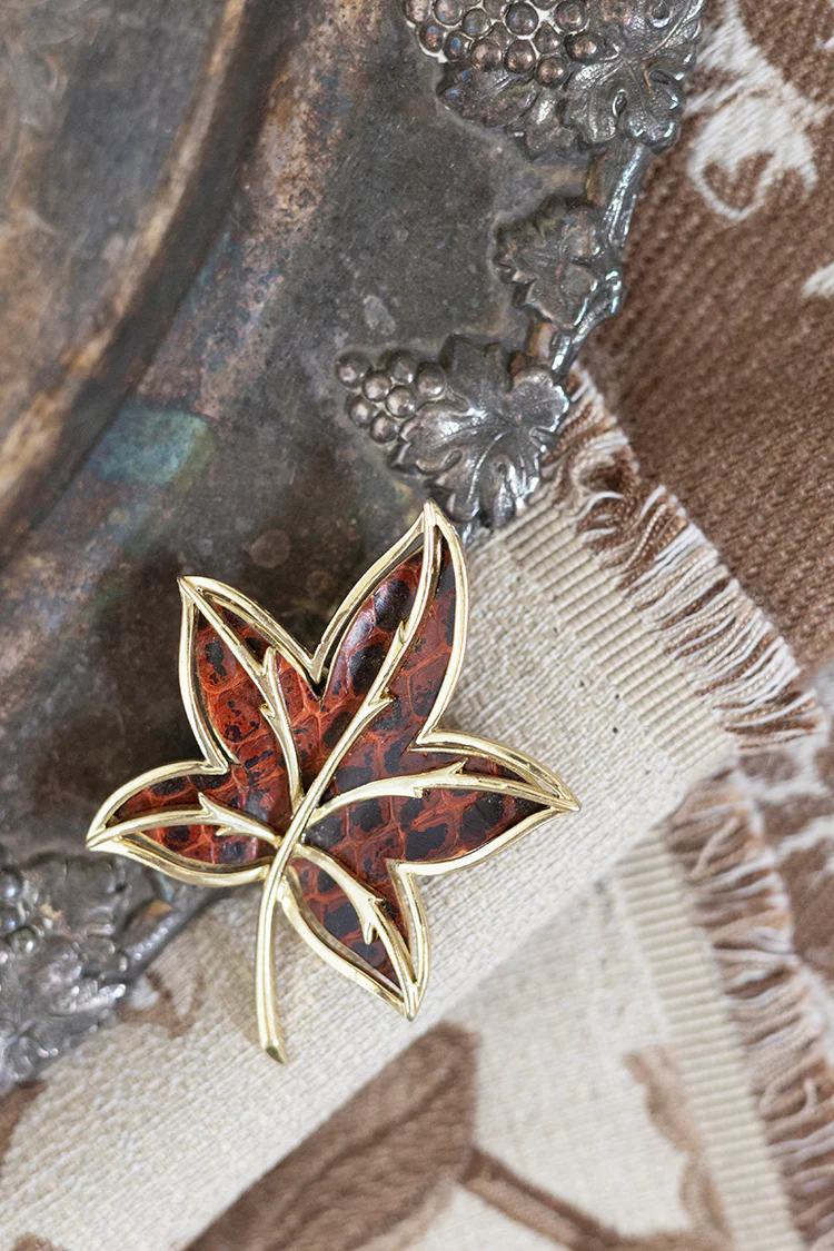 Vintage Python Leaf Brooch - Image 3