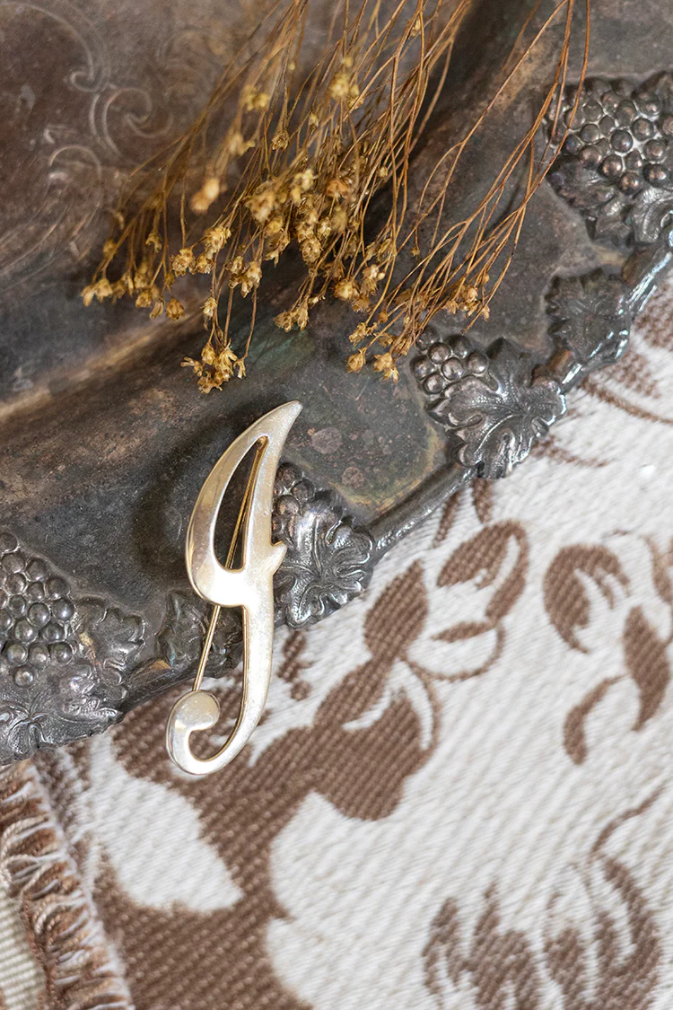Vintage Thin Gold "J" Brooch