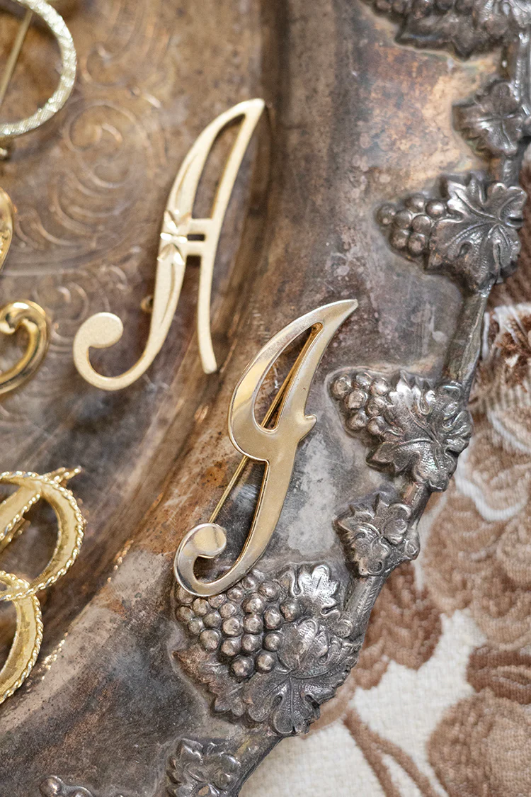 Vintage Thin Gold "J" Brooch - Image 2