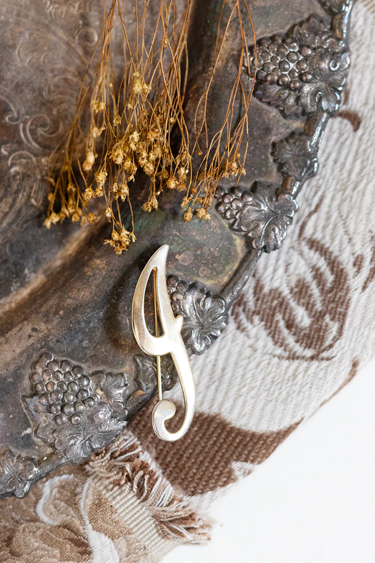 Vintage Thin Gold "J" Brooch - Image 3