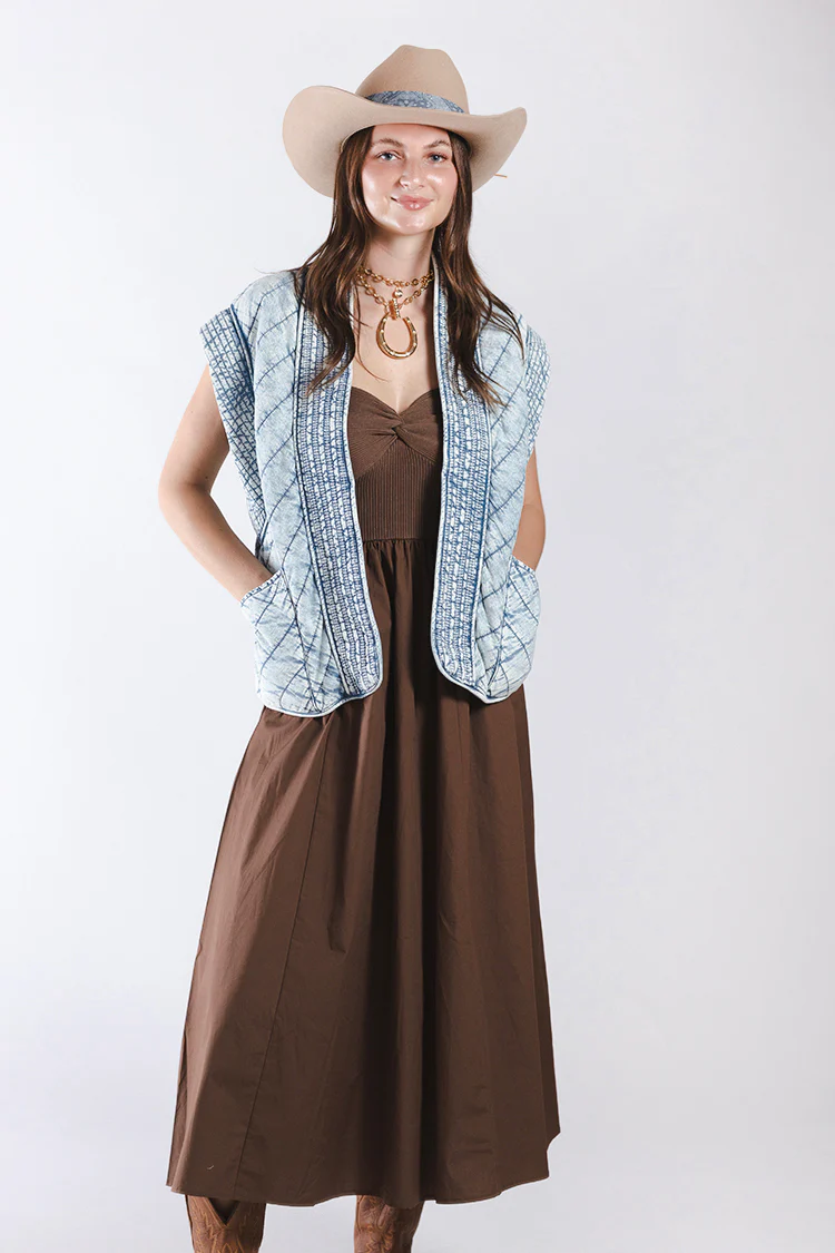 Washed Denim Quilted Vest - Image 4
