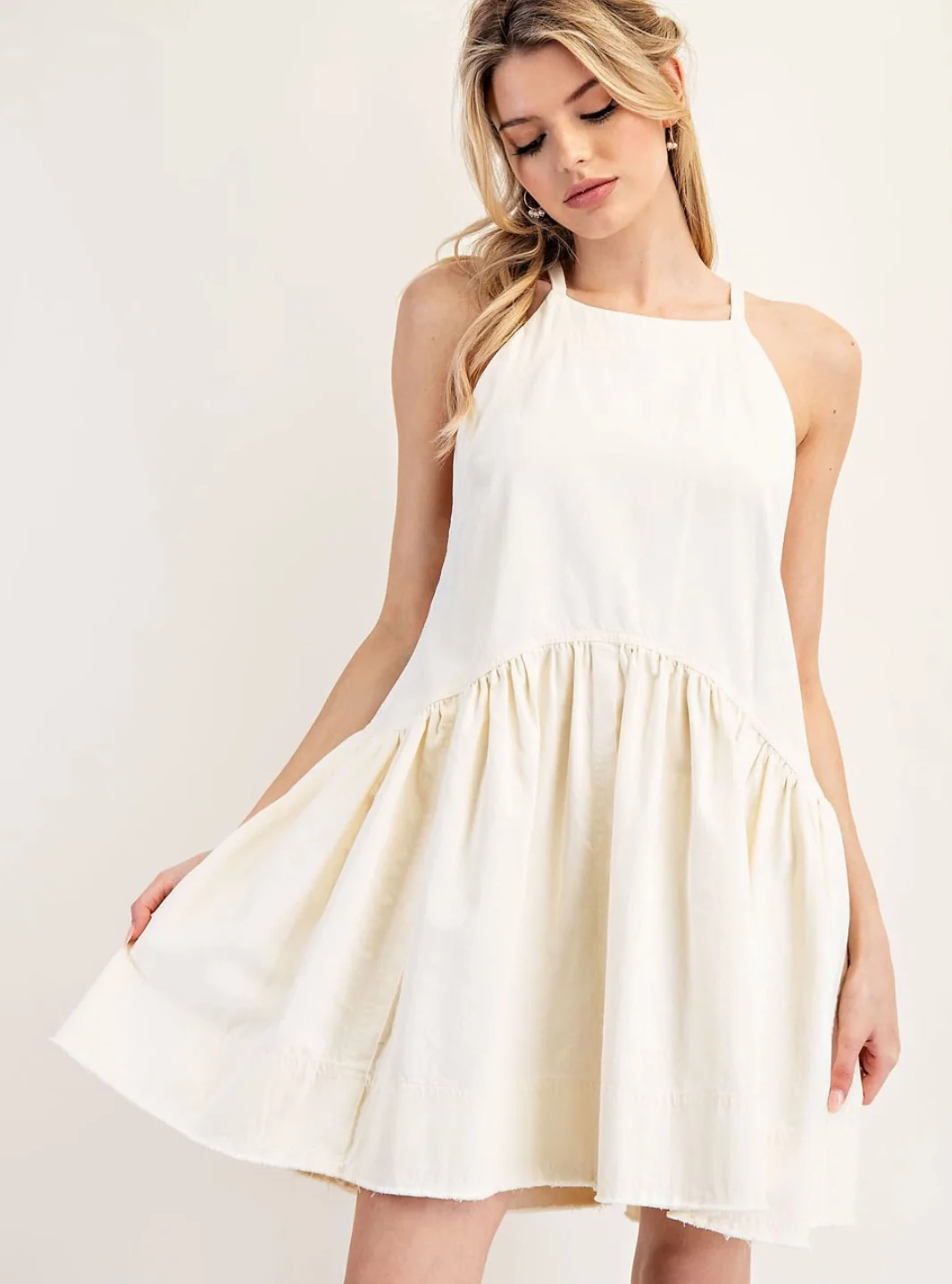 Washed Halter Dress - Ivory