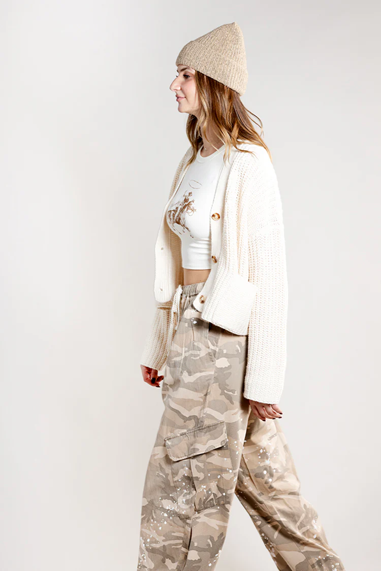 Western Print Cropped Tank Top - White - Image 3